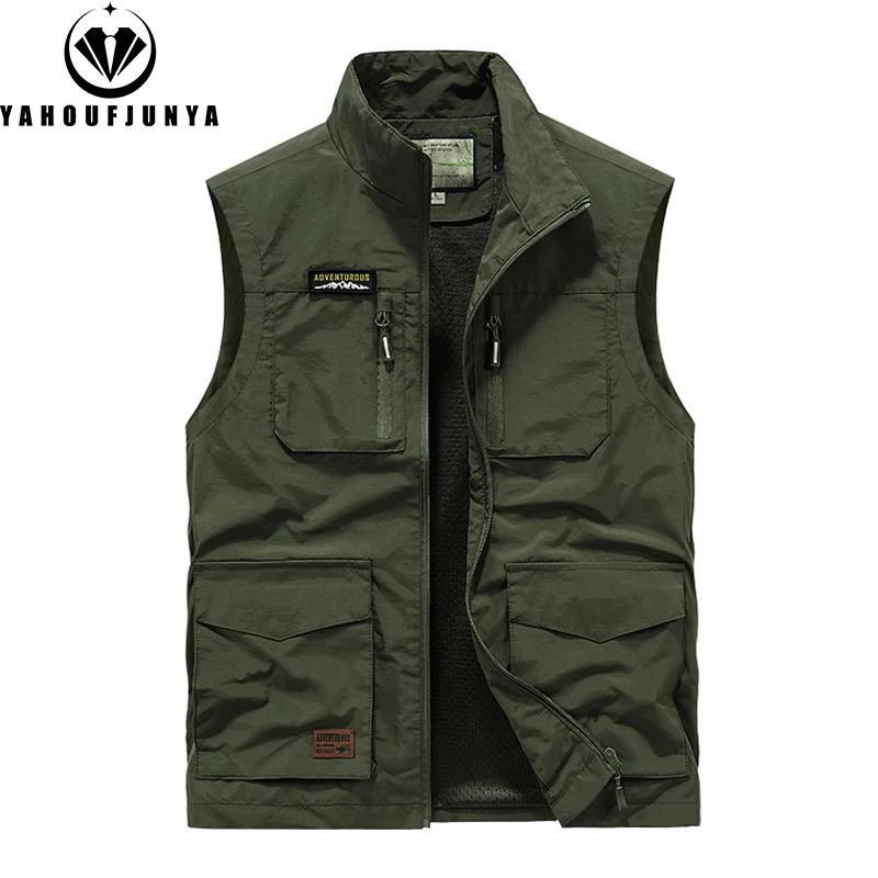 Summer Men Sleeveless Outdoor Leisure Stand Collar Vest Solid Color Breathable Loose Thin Male Waistcoat s 250614