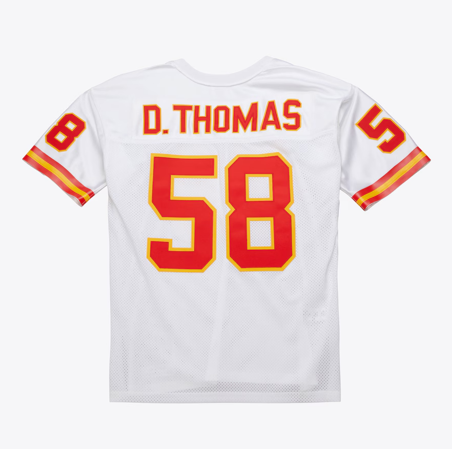 Stitched football Jersey 58 Derrick Thomas 1994 white mesh retro Rugby jerseys Men Women and Youth S-6XL