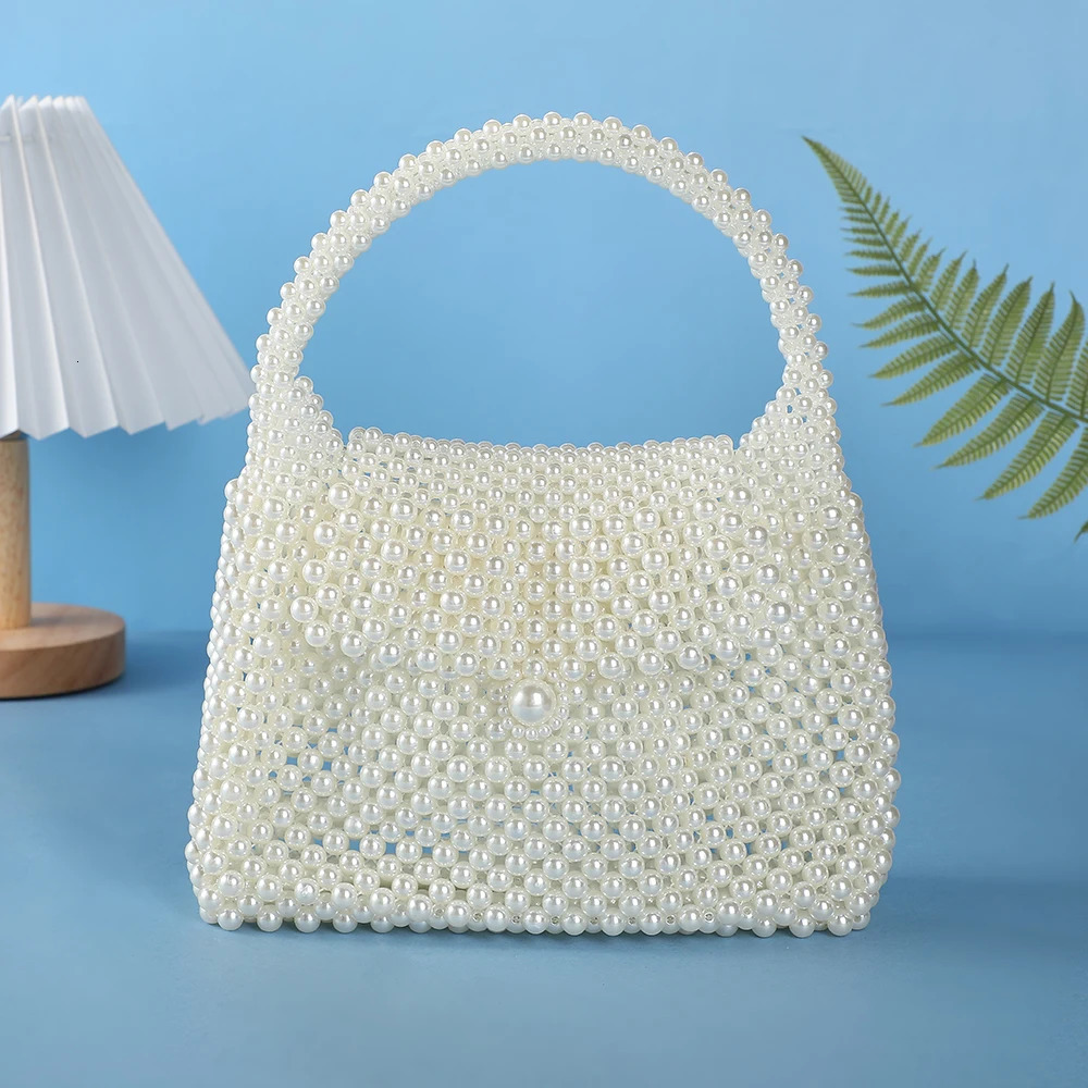 Fashion Handmade String Pearl Evening Bag AllInOne Dress Handbag and Wedding Gift Clutch for Party with nylon Lining 250614