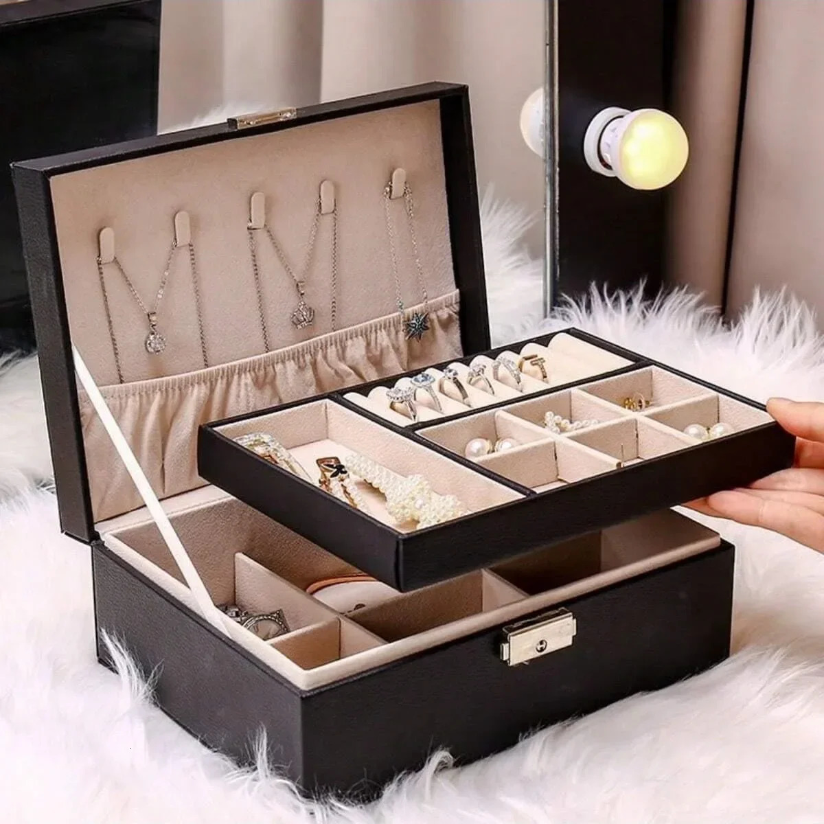 Double Jewelry Box Earrings Necklace Ring Jewelry Box Jewelry Storage Box Jewlery Box Jewelry Organizer Jewelry Box 250614 - view 3