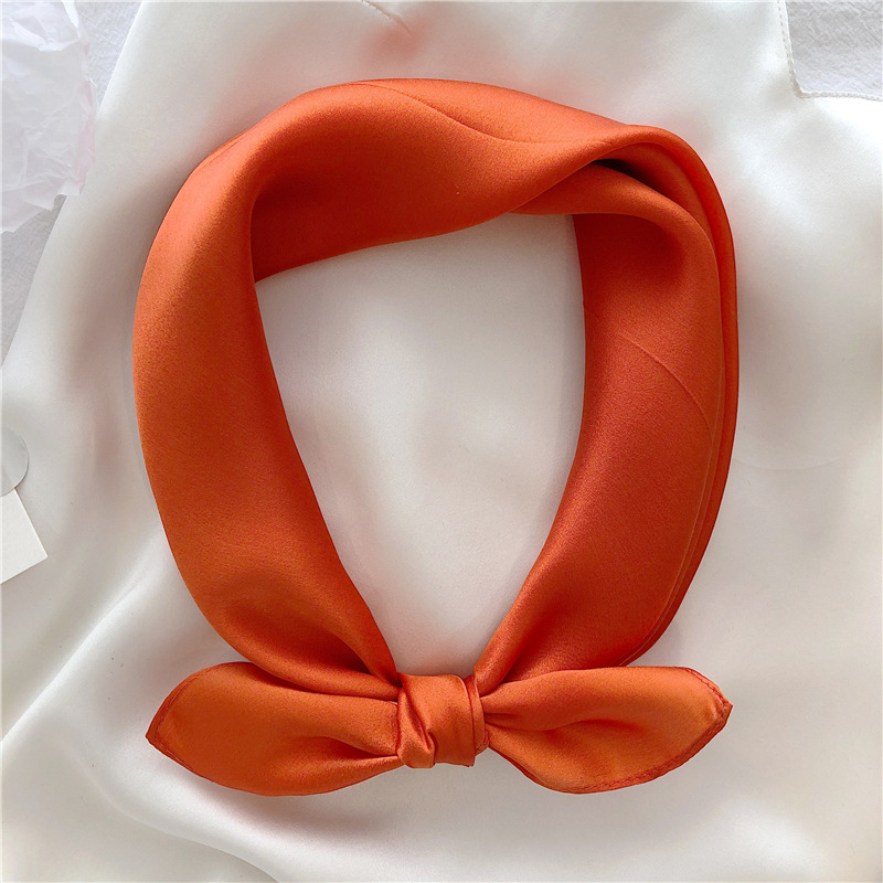 K1032 100% classic pure color silk scarf women's spring, summer and autumn professional decorative small scarf
