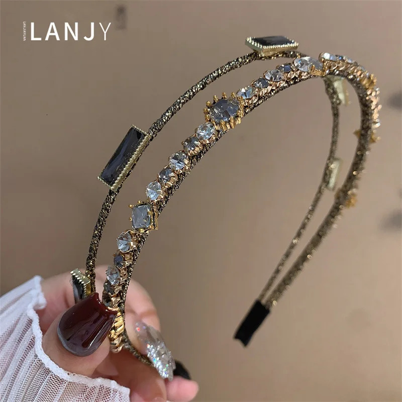 Heavy Industry womens hair accessories Super Flash Water Diamond Double layer headband Hair Hoop bands Hair Clip Crystal for w 250610