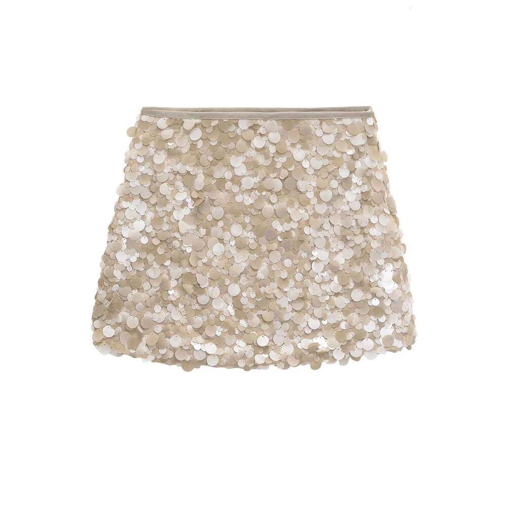 2025 Spring/Summer Women's French Design Short Bead Embellished Sequin Fashion Style Punk Mini Skirt
