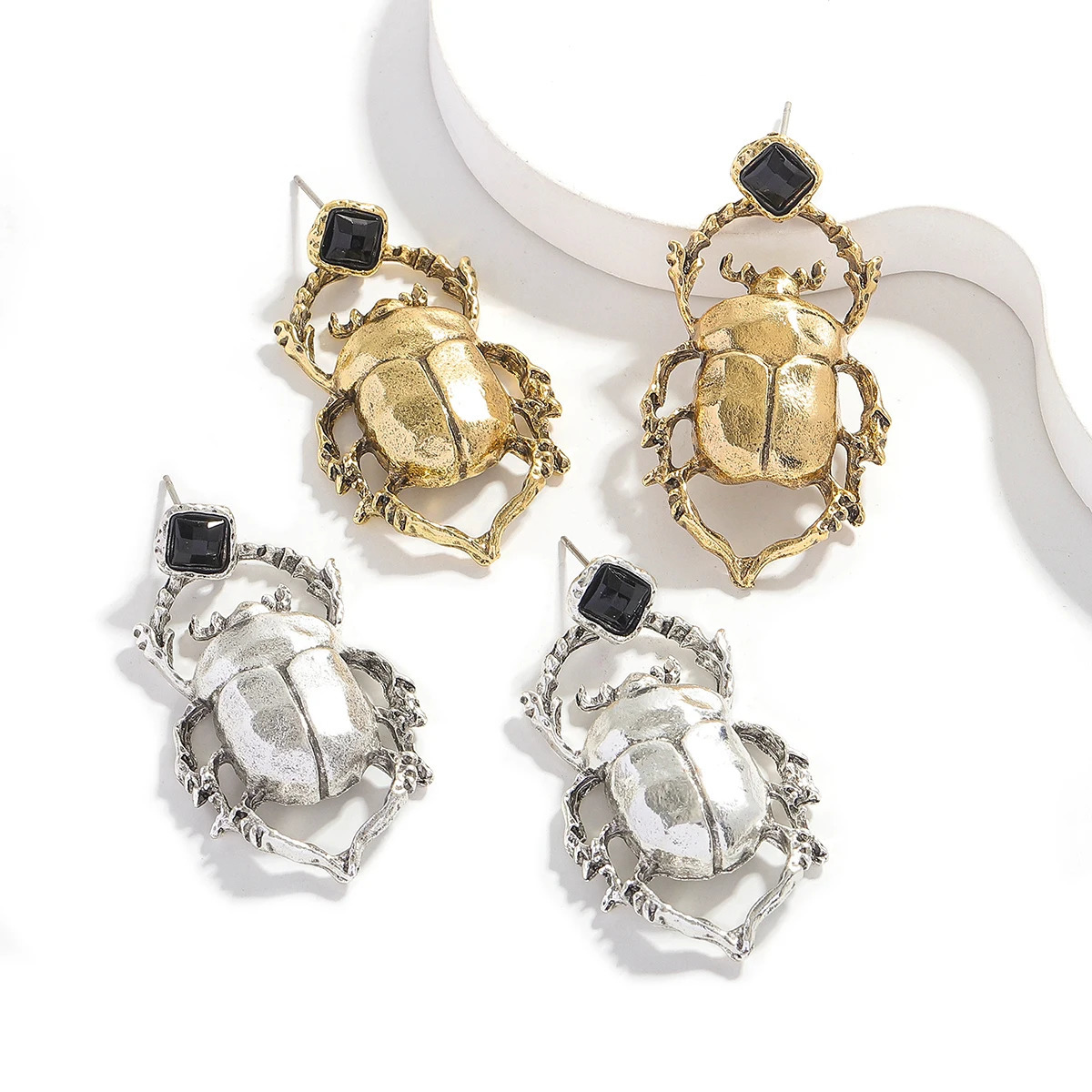 Trendy Maxi Beetle Earrings For Women Gold Silver Plated Alloy Exquisite Insect Jewelry Banquet Party Charm Accessories 250610