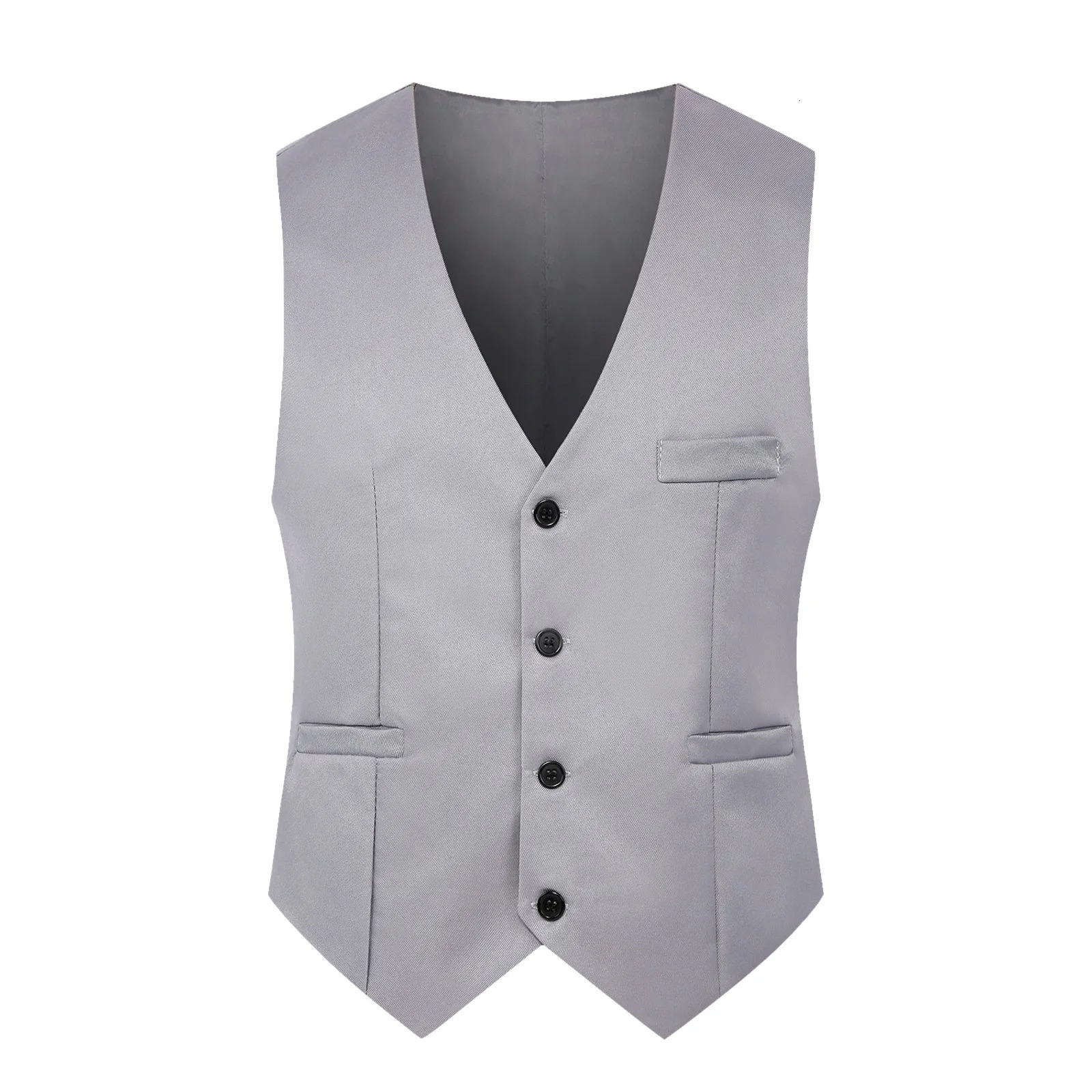 British Fashion Mens Suit Vest Slim Waistcoat Male Party Formal Wear VNeck Button Down Vests Jackets With Pockets 250613