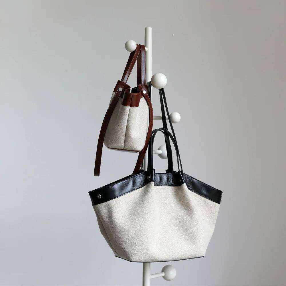 Designer Bag Free Custom First Letter Head Leather With Canvas Tote Women S Shoulder Portable Commuting Large Capacity Bat Bag