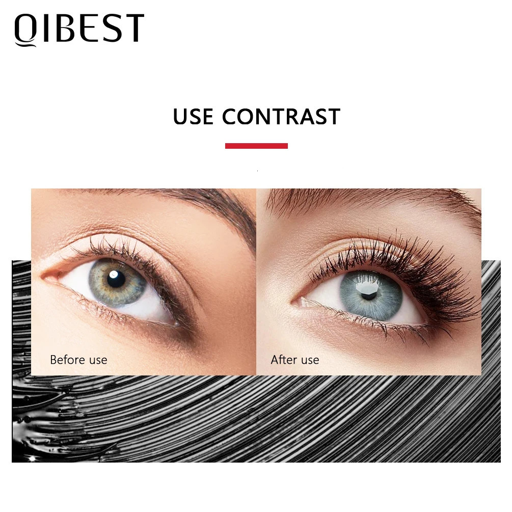 QI Black Mascara Eyelashes 4D Silky Lengthening Makeup Waterproof Volume Eye Cosmetics 250606