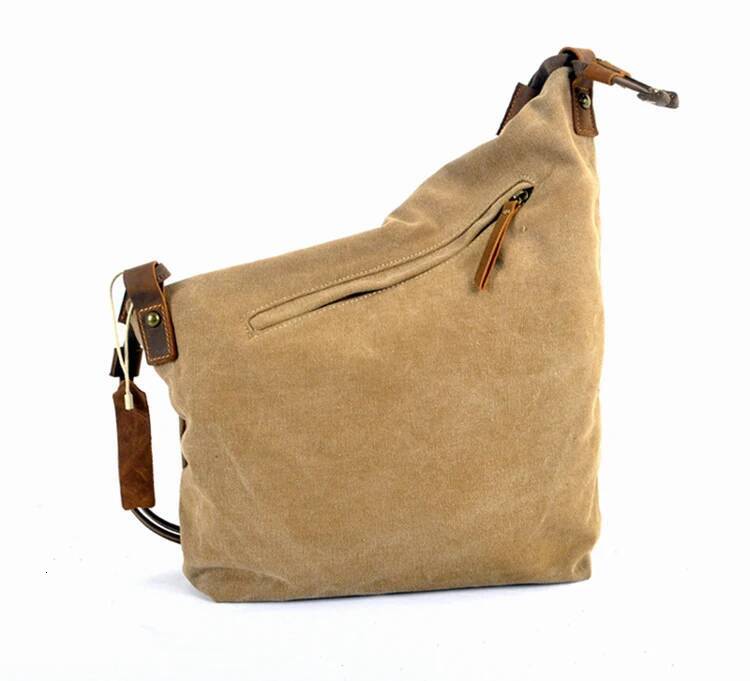 Korean Retro New Vintage military canvas +leather Shoulder Men's Messenger Sling Bag male Cross-body Drop shipping