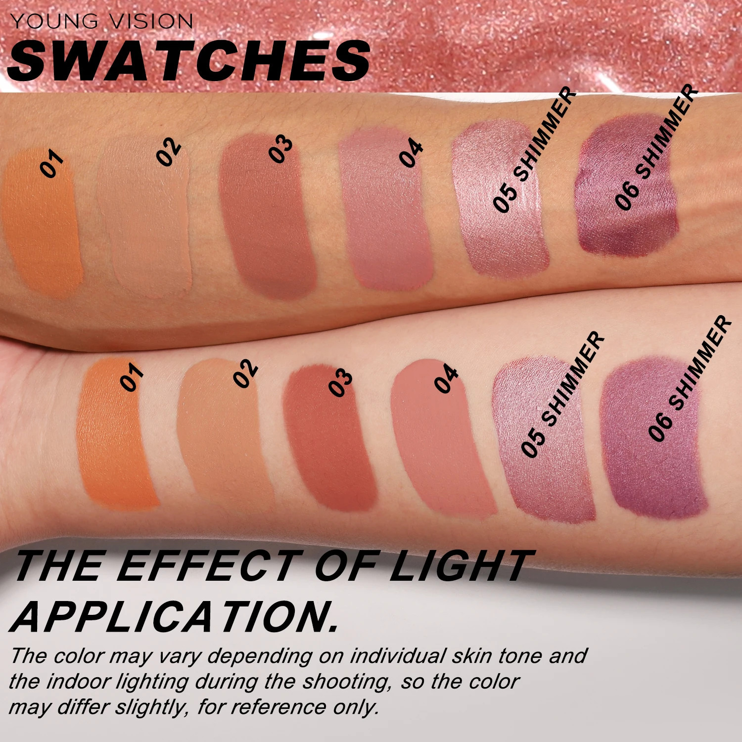 YOUNG VISION 6-color press brush head powder blusher liquid powder 25ml capacity detachable brush head for cleaning and reuse 250614