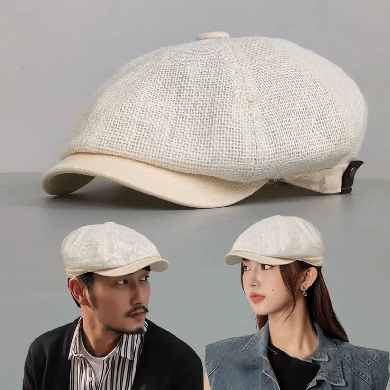 Natural Jute Linen Berets Hats for Men Summer Breathable sboy Caps Boina Hombre Gatsby Hat Women Gorras Para Mujer Flat Cap 250604