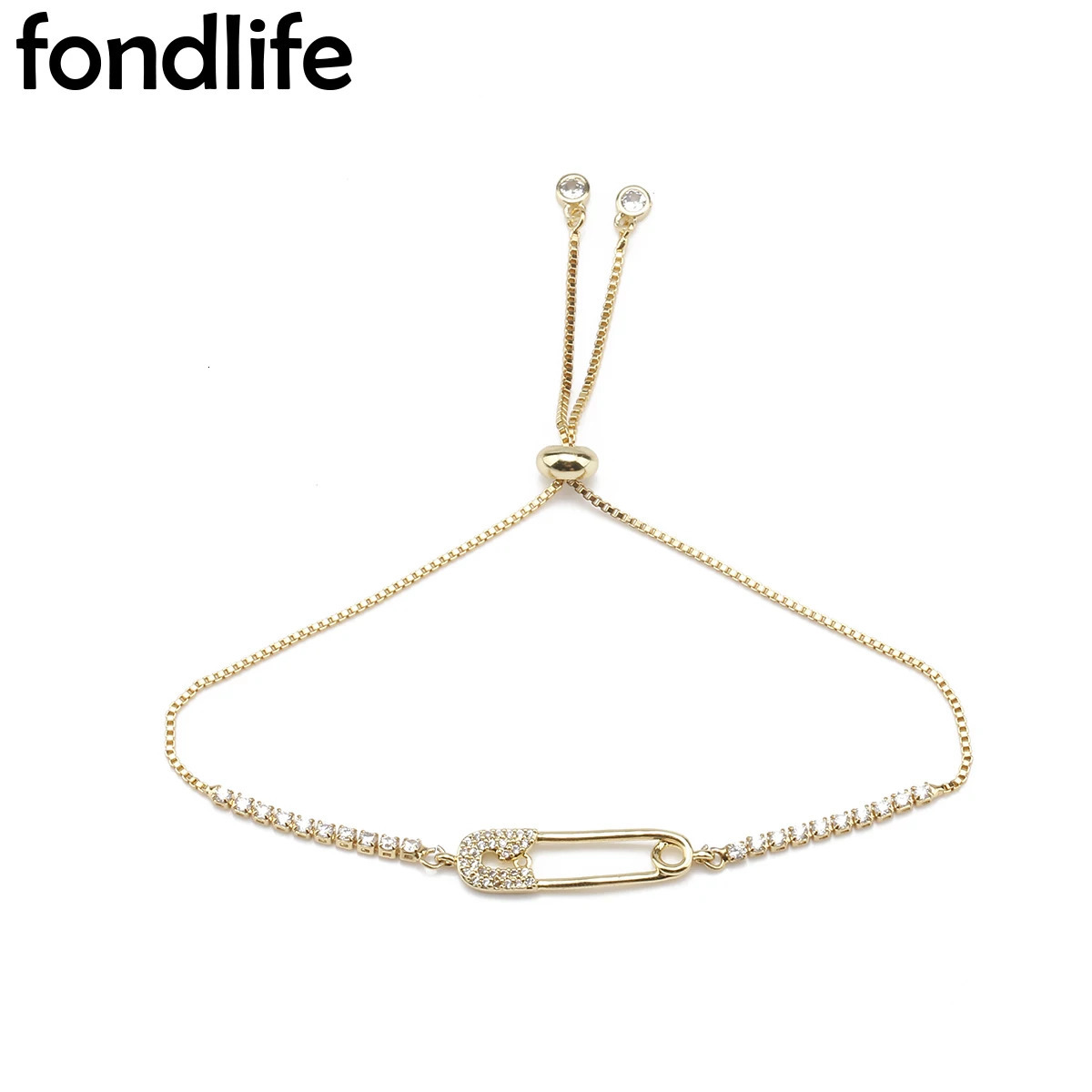 Cubic Zirconia Crystal Gold-plated Brass Safety Pin Charm Bracelet Women Red Cord Copper CZ Chain Adjustable Slide Jewelry Gift 250610