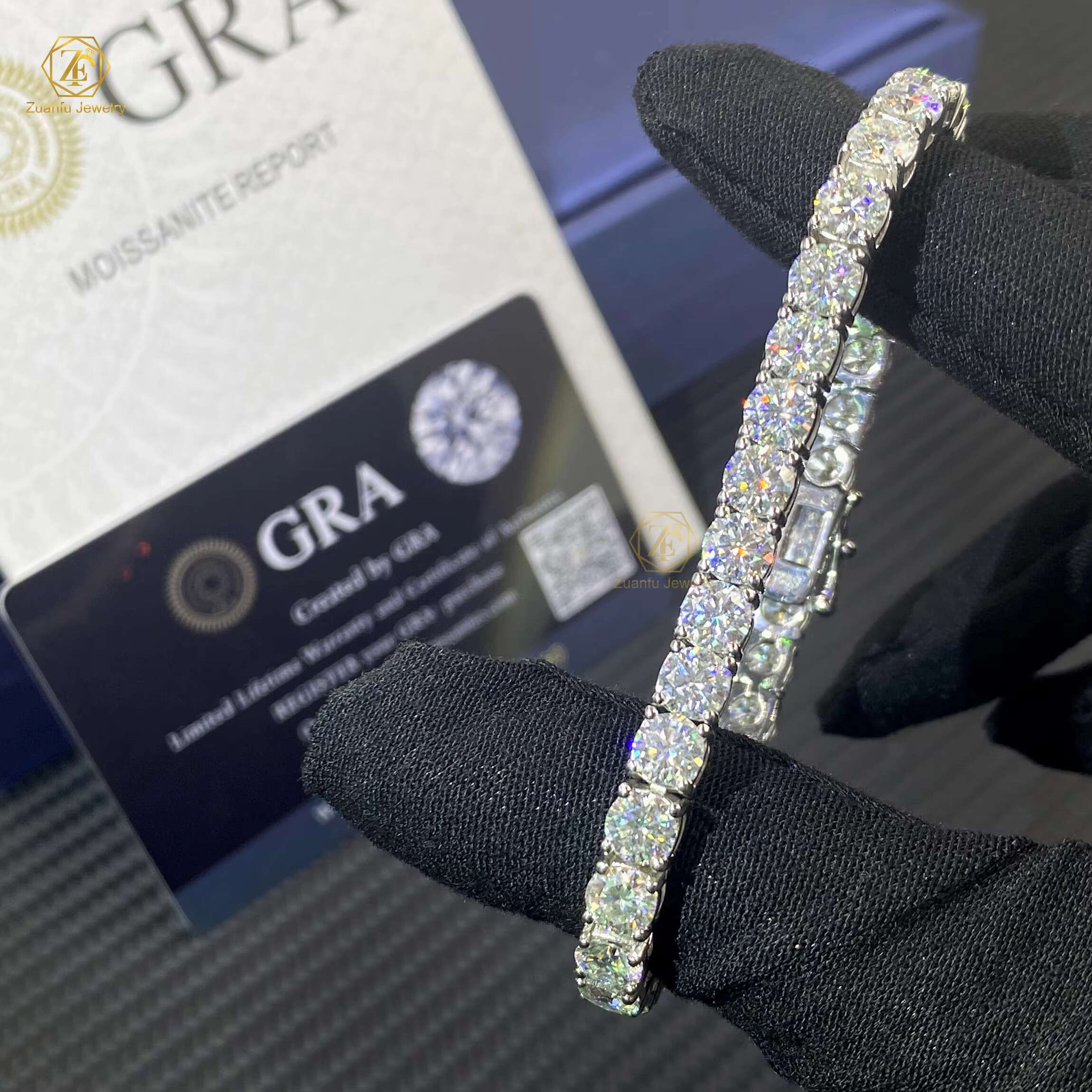 RTS Beatiful 925 Silver Moissanite Clover Bracelet Bangle Pass Diamond Test VVS Diamond Moissanite Tennis Chain with GRA