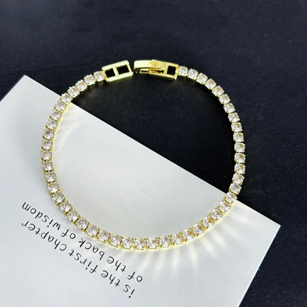 Stainless Steel Gold/ Silver Color 4mm Zirconia Chain Tennis Bracelets for Women 16/18 cm Wristband Pulsera Jewelry Gifts 250610