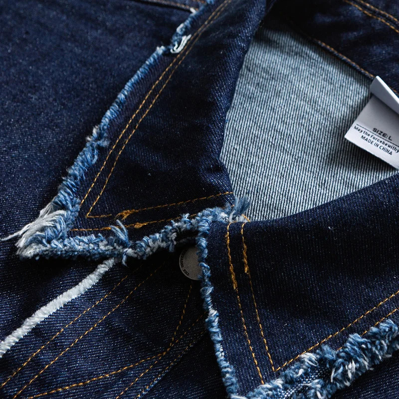 Men Denim Tassels Loose Casual Streetwear Oversize Vintage Fashion Cargo Jacket Cityboy Jeans Bomber Coat Unisex Outerwear 250614