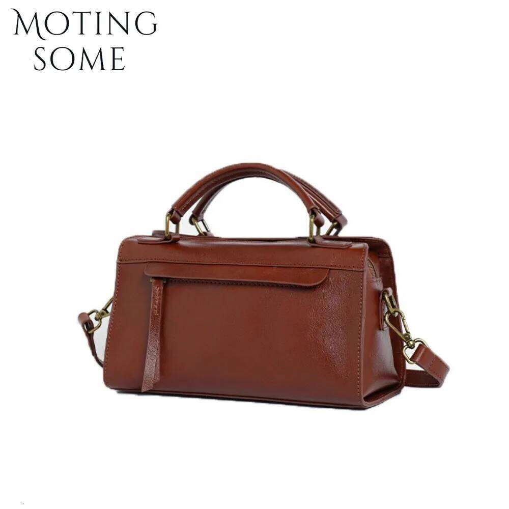 Motingsome New 2025 Fashion Women Small Square Natural Cowhide Shoulder Handbag Lady Mini Messenger Bag