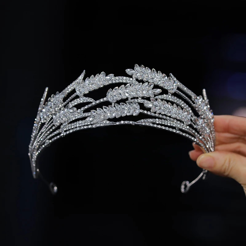 Two Swans Bride Wedding Crown Leaf Artificial Crystal Suitable for Party Holiday Banquet Headwear 250610