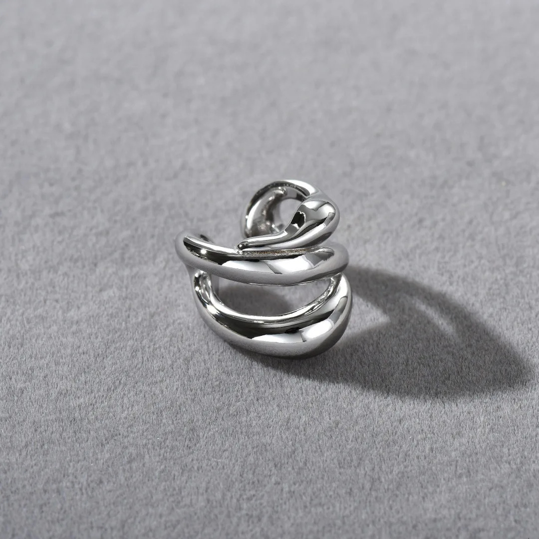 Fashion Minimalist Lines Multi Layered Gold Silver Ear Cuffs Earrings Women Everyday Jewelry 250610