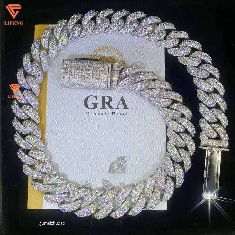 Fashion Jewelry Hip Hop Necklace For Pendant Sterling Sier Iced Out VVS Moissanite Dia Cuban Link Chain Men
