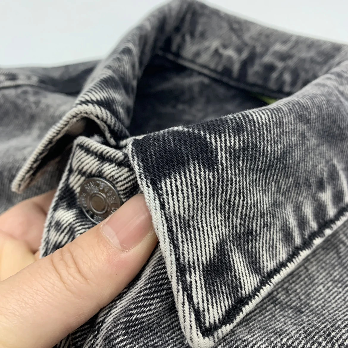 Mens Washed Denim Jacket Japanese Style Oversized Drop Shoulder Streetwear Biker in Smoke Gray Vintage Loose Fit 250614