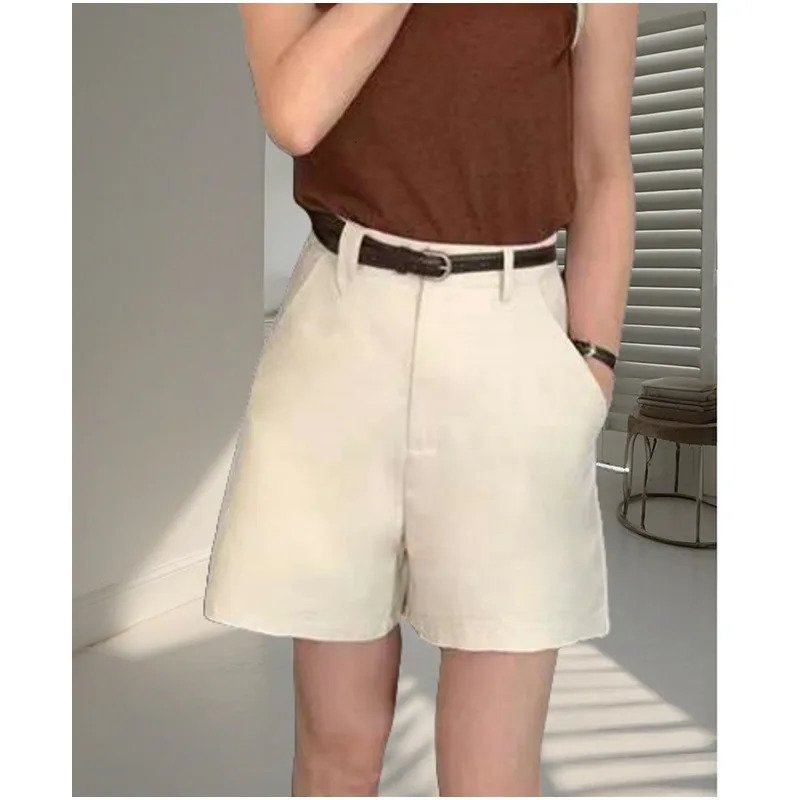 Fashionable High-waisted Five-quarter All-match A-line Wide-leg Pants Tiansi Cotton Suit Temperament Womens Shorts 250613