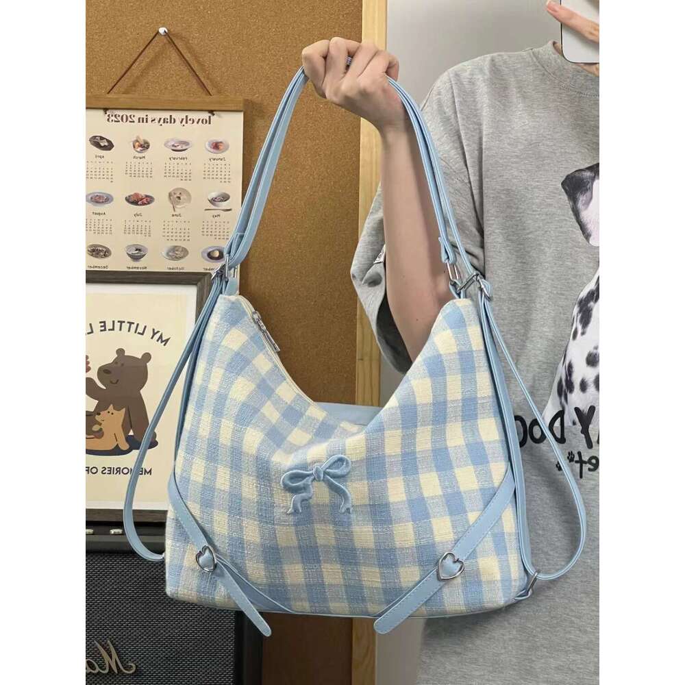 Korean Style Gentle Girl Cute Bowknot Embroidered Shoulder 2025 New Trendy Fashion Casual Commuter Tote Bag