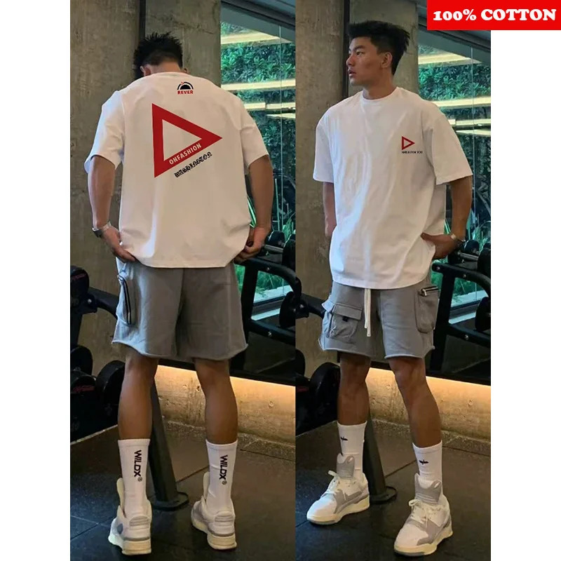 Fashion Short Sleeve T-shirt Mens Summer 100%Cotton American Style Personalized T-shirt Casual Y2k top Gym Sports Tee 250609