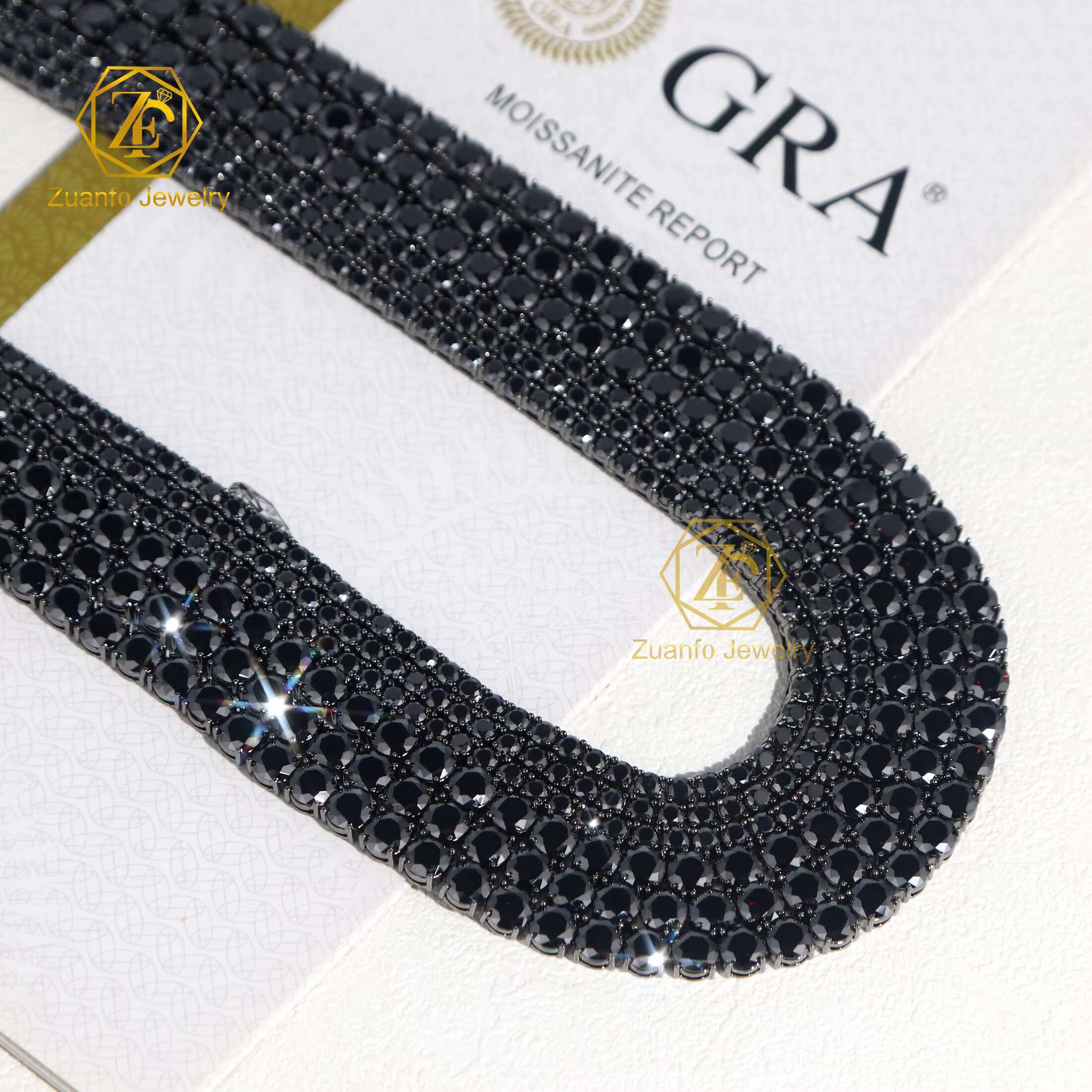 HipHop Style S925 Silver Jewelry VVS Black Moissanite Tennis Chain for Men Women Passes Diamond Tester Iced out Necklace