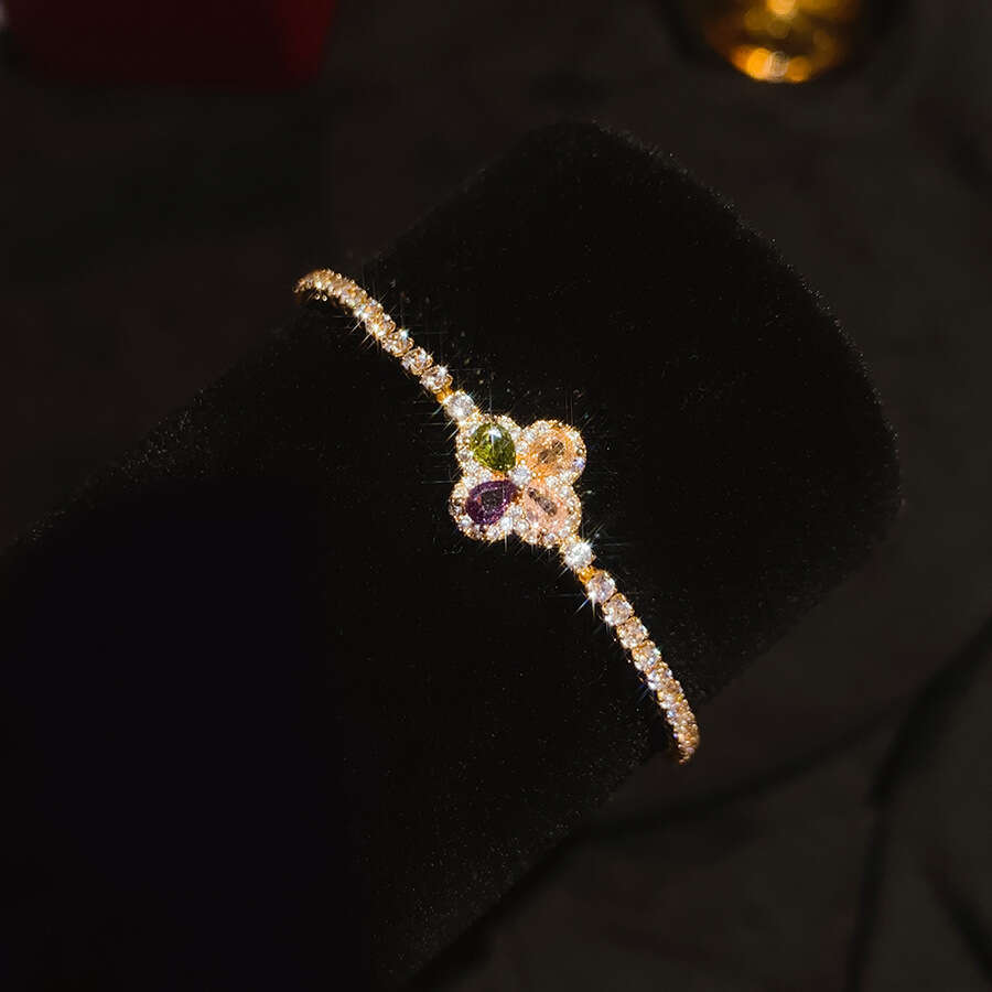 Luxury Jewelry Designer Bracelet 4leaf clover Zircon Geometric Round Diamond Drawable Bracelet High End Bracelet Cold Style Fashion Commuter Handmade 