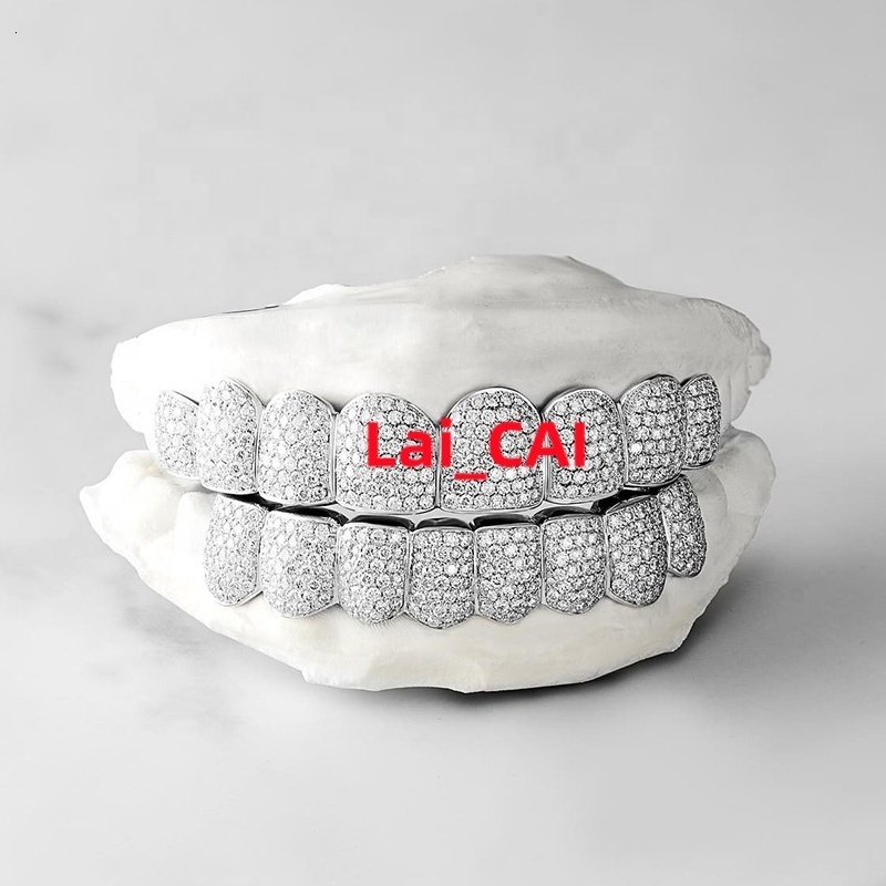 10k 14k 18k Yellow Gold Plated VVS Moissanite Grillz Daily Wearing Iced Out Grillz Hip Hop Gold Teeth Moissanite Grill
