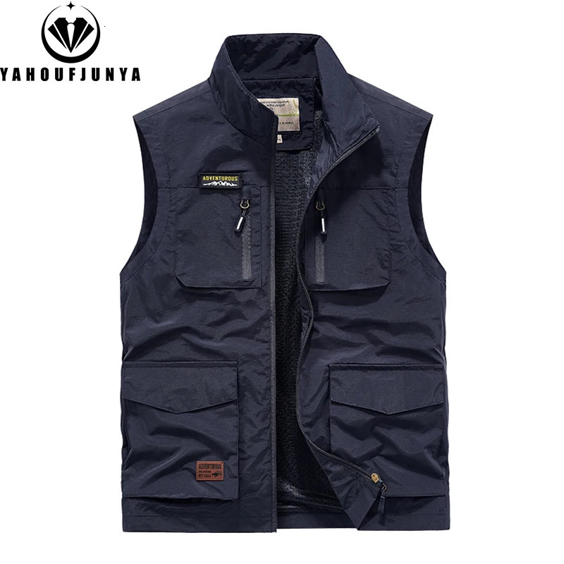Summer Men Sleeveless Outdoor Leisure Stand Collar Vest Solid Color Breathable Loose Thin Male Waistcoat s 250614