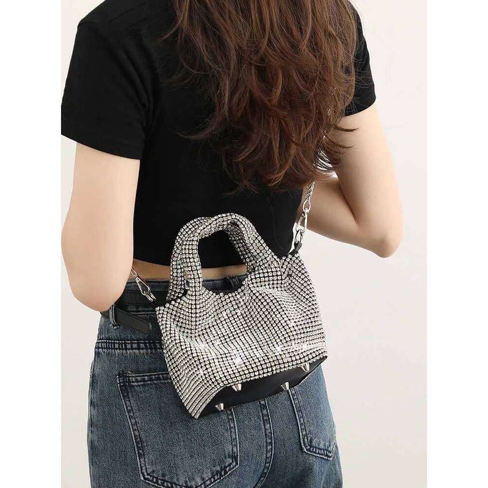 Designer Rhinestone Women's Handbags New Temperament Shiny Party Banquet Shoulder Crossbody High-end Bucket Bags