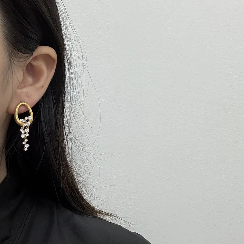 Cz stone tassel oval statement dangle earrings for women long dangle party earrings elegant dainty jewelry in 250610