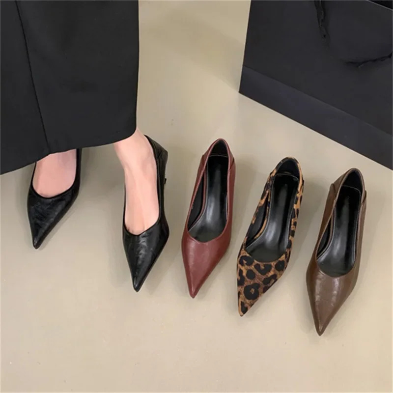 Eilyken Spring Leopard Print Woman Pumps Pointed Toe Thin Low Heels Elegant Party Female Shoes Zapatos De Mujer 250613