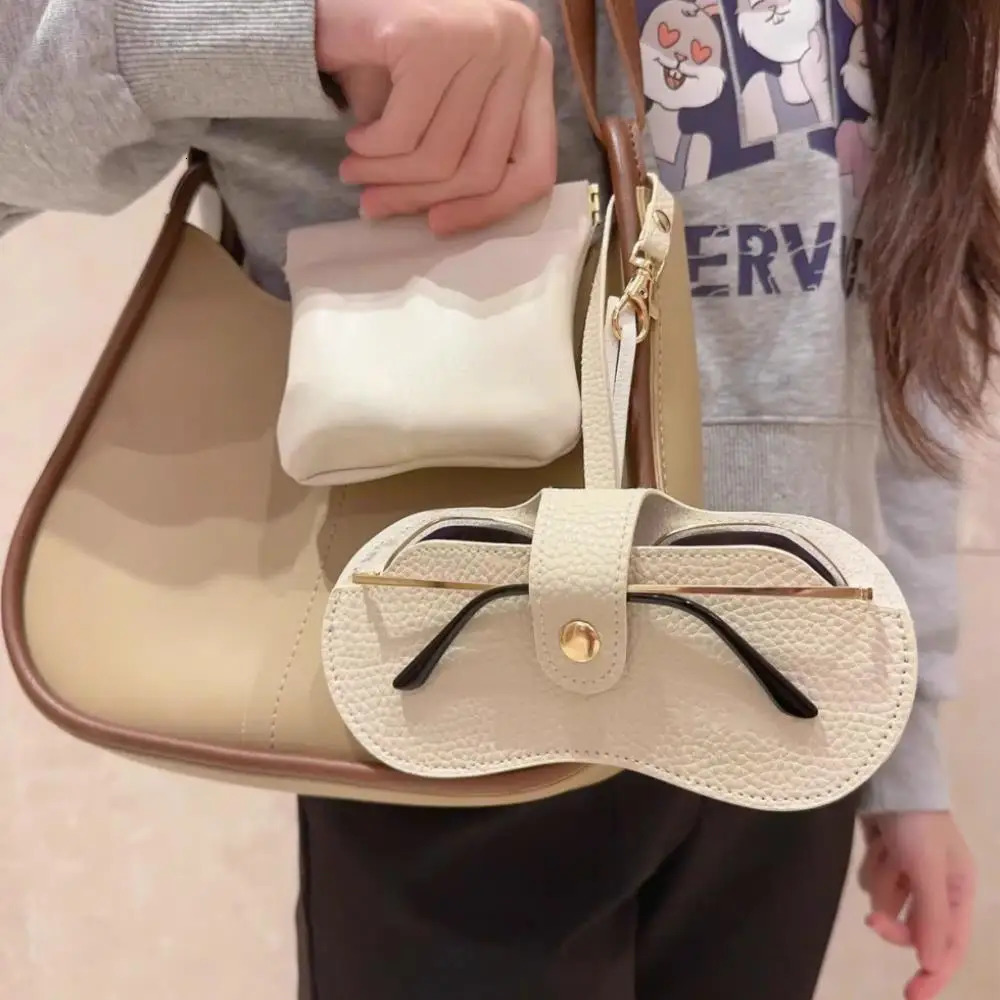 Portable Eyeglass Case Sunglasses Storage Bag PU Material Eyeglass Case Hanging Rope Glasses/Sunglasses Accessories Lightweight 250610