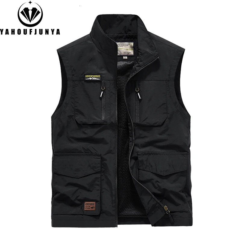 Summer Men Sleeveless Outdoor Leisure Stand Collar Vest Solid Color Breathable Loose Thin Male Waistcoat s 250614