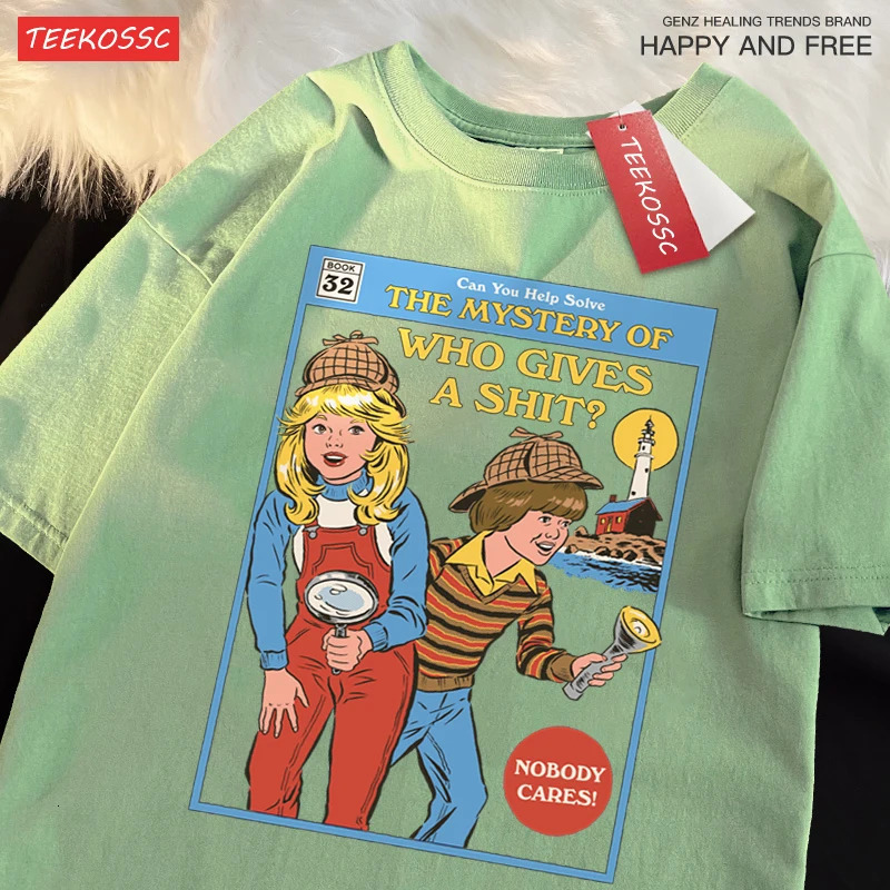 Can You Help Solve The Mystery Of Who Gives A Shit T Shirts Male Cotton Tee Clothes Hip Hop Oversized T Shirts Casual Loose Tops 250614