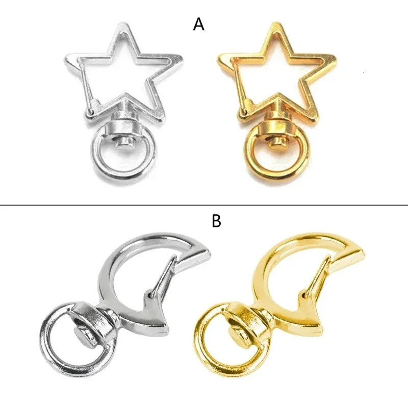 Set of 10 Metal Lobster Claw Clasps Star keyring Moon Hook Lanyard Clip DIY Supplies Jewelry Making Keychain 250606