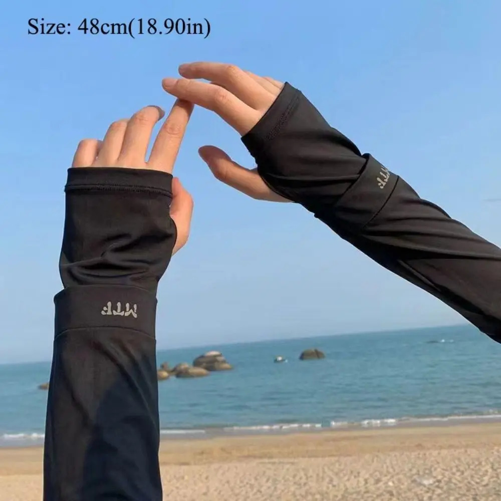 Large Size Ice Sleeves for Mens Sun Protection Japanese Summer Outdoor UV Protection Arm Sleeves Driving Outdoor Gloves 250610
