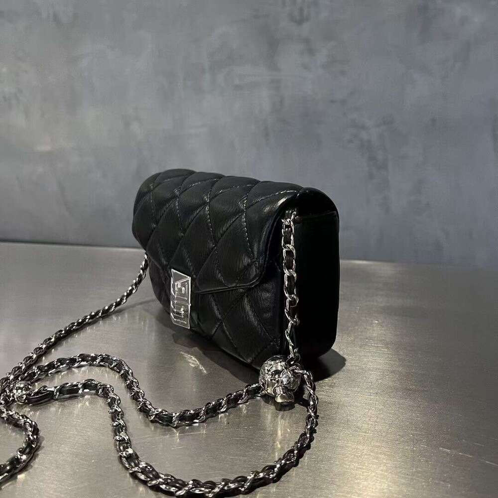 Small Diamond Trendy Chain for Women 2024 New High-End Genuine Leather Versatile Shoulder Crossbody Bag