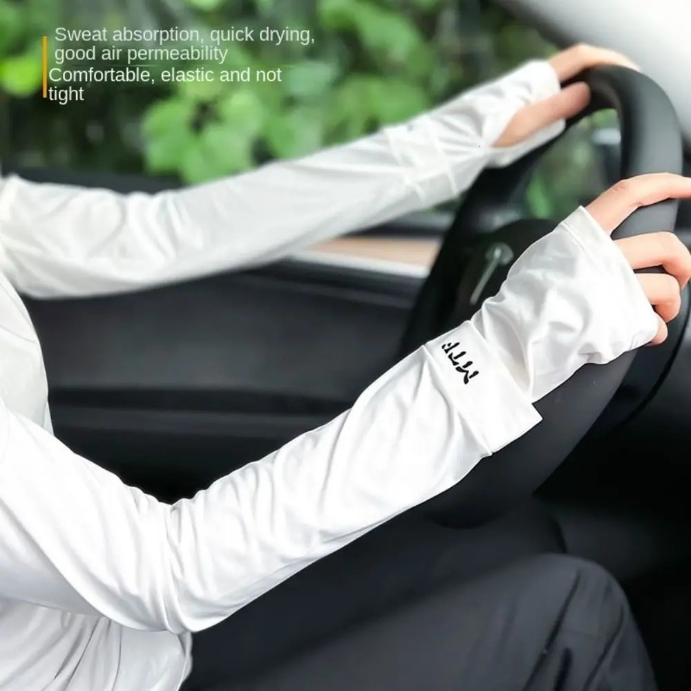 Large Size Ice Sleeves for Mens Sun Protection Japanese Summer Outdoor UV Protection Arm Sleeves Driving Outdoor Gloves 250610