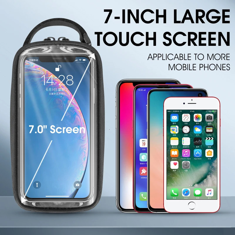 WEST BIKING Bicycle Top Tube Bag TPU Touch Screen For 7.0 Inch Phone Cycling Bag Waterproof Reflective MTB Road Bike Frame Bag 250610