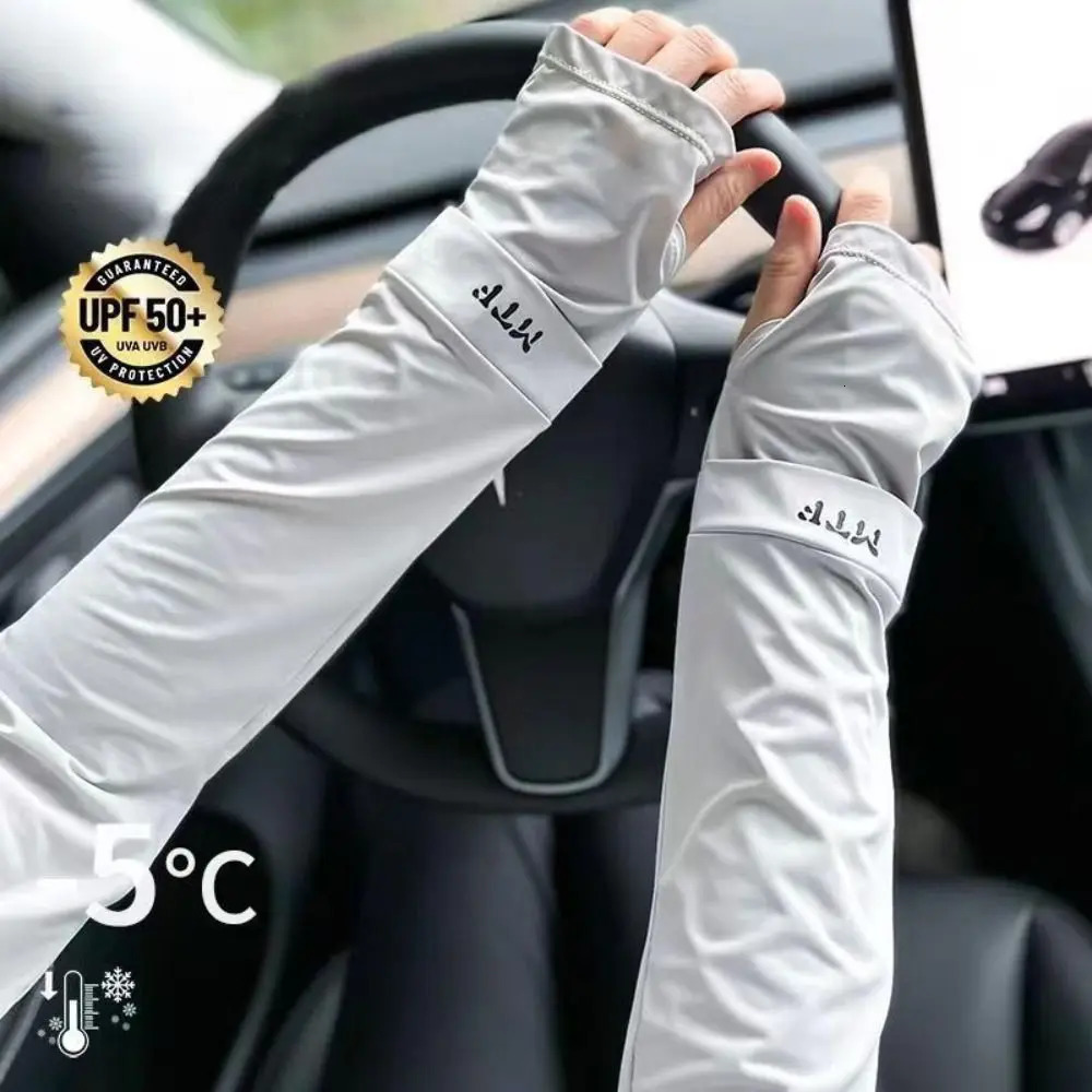 Large Size Ice Sleeves for Mens Sun Protection Japanese Summer Outdoor UV Protection Arm Sleeves Driving Outdoor Gloves 250610