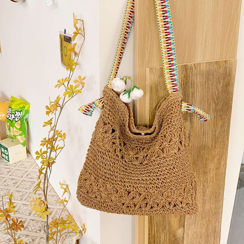 Straw Beach Tote Straw Woven For Women New Large Capacity Vacation Commuter Tote Niche Shoulder Underarm Bag Versatile Straw Large Tote