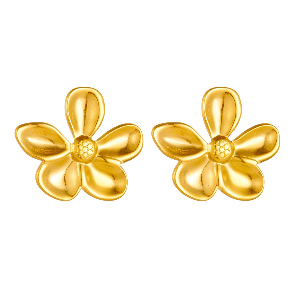 Fashion Light Style Exaggerated Personality Large Flower Earrings for Women Titanium Steel Design High-end Sense Ear Jewelry