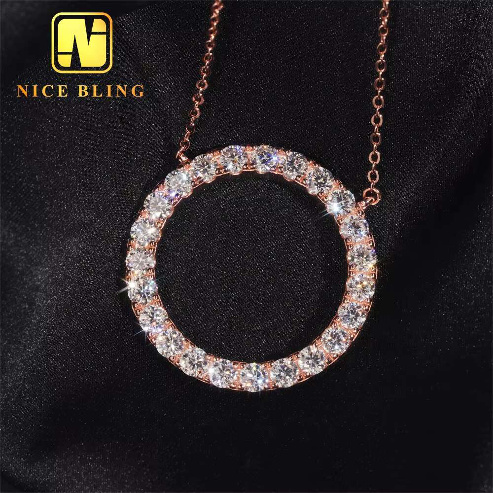 GRA Certificated Circle Shape Design Moissanite Necklace Custom Women High Quality Pendant Necklace Jewelry