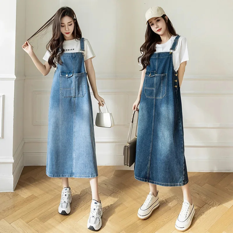 Casual Loose-Fit Denim Backless Dress Medium-Length Slimming Womens Fashion Versatile Apparel For All Seasons 250609