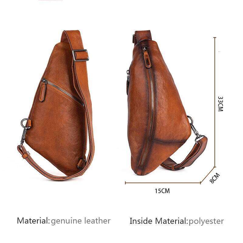 2023 New Handmade Men's Retro Chest Bag Genuine Cowhide Leather Male For Men Backpack Crossbody Messenger Bags