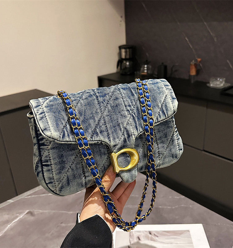 Free shipping designer premium denim armpit bag for women 2025 new style women's bag temperament versatile chain bag fashion shoulder crossbody b