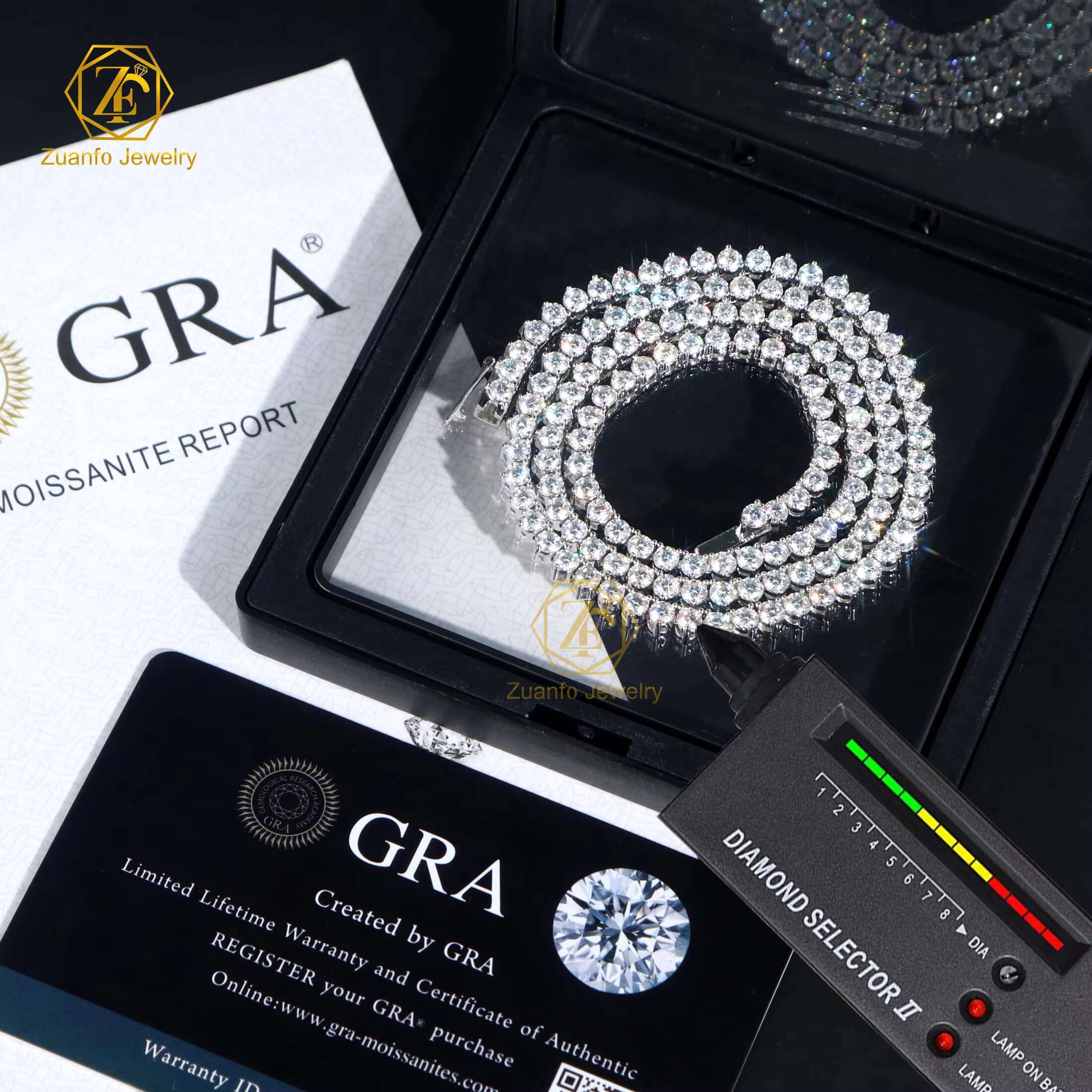 Pass Diamond Test 3 Prongs Design Moissanite Tennis Chain for Men Women 925 Silver Hiphop Jewelry Tennis Link Chain Necklace