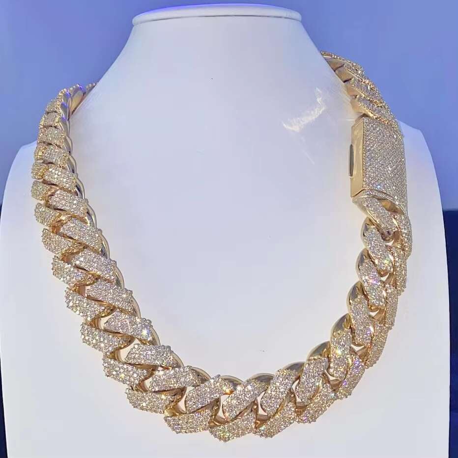 Dazzling 16mm Cuban Link Chain VVS Moissanite Chain 925 Silver Gold Plated Iced Out Moissanite Cuban Chain